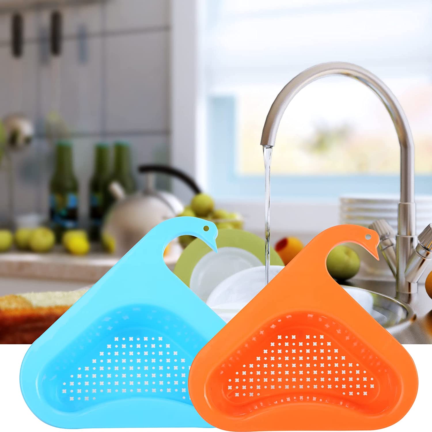 Sink Drain Basket Swan Drain Rack, Triangular Sink Drain Shelf
