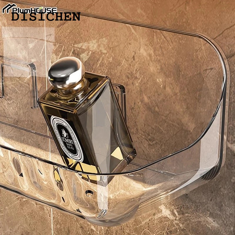DISICHEN Fashion 1Pcs Bathroom Transparent Shelf Rack Wall-mounted Washbasin No-punch Washroom Wall Mounted Cosmetic Storage Organiser