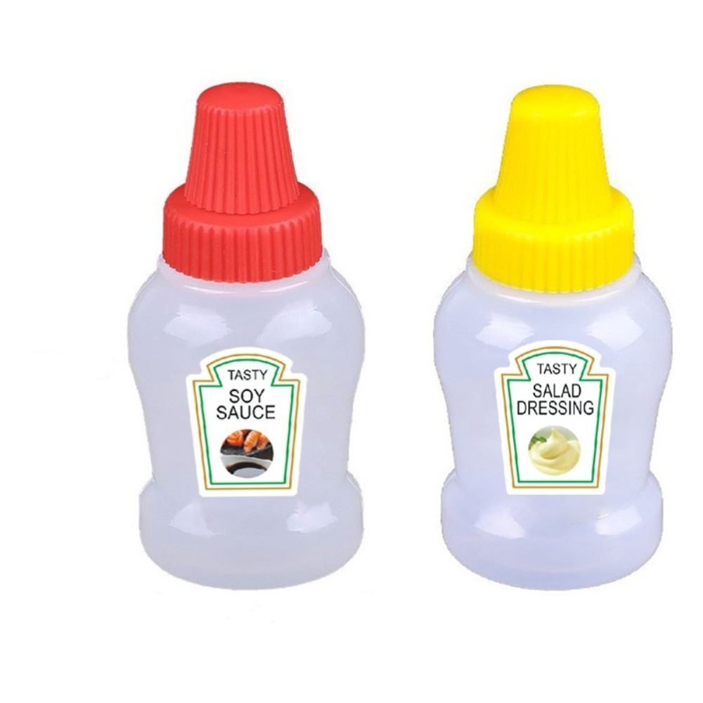 2pcs Portable Mini Ketchup Bottles 25ml Cartoon Dressing Dispensers Sauce Jars Kitchen Accessories