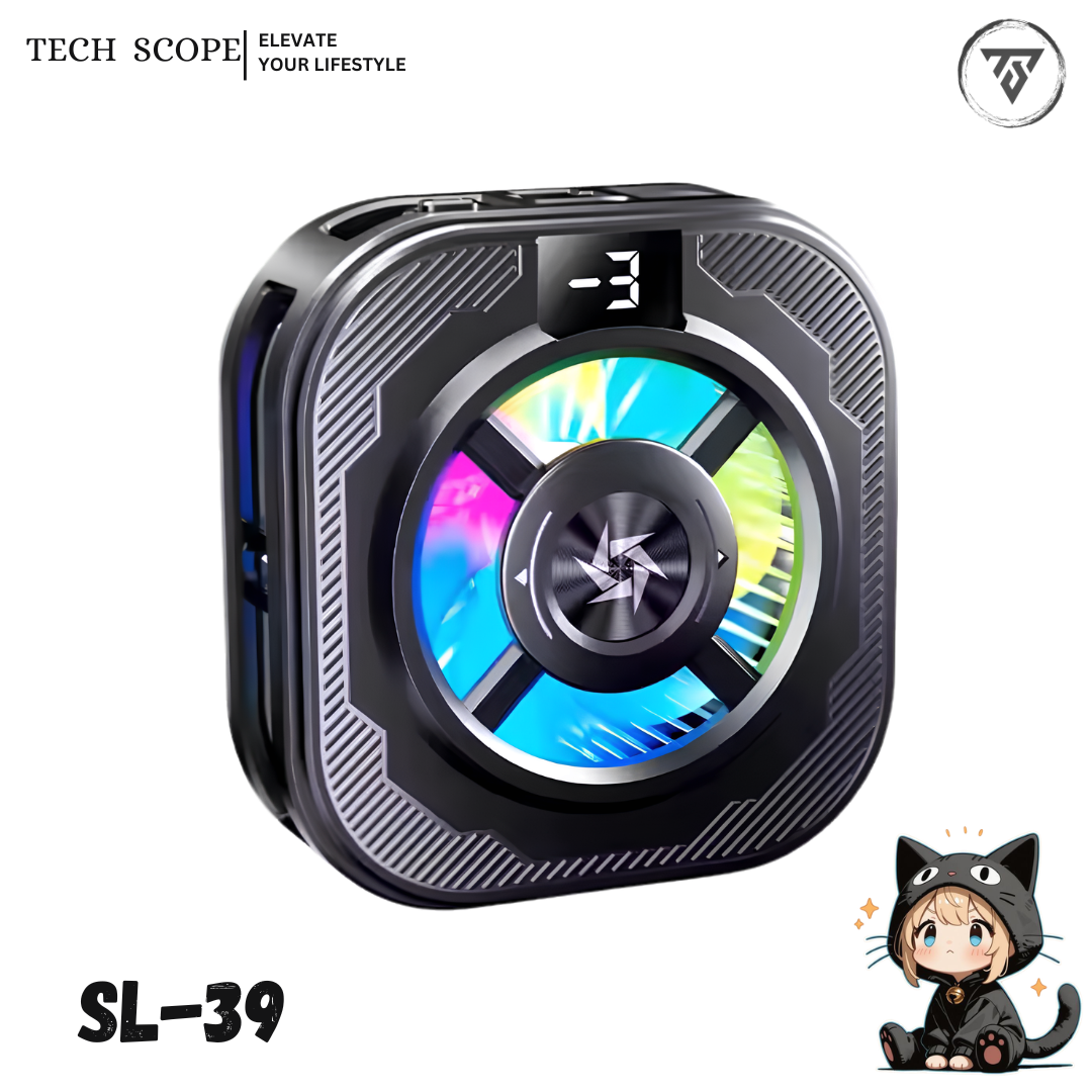 SL-39 Gaming Mobile Cooler RGB | Phone Cooling Fan for Gaming | Rechargeable Radiator Cooler | RGB LED Mobile Cooling Device