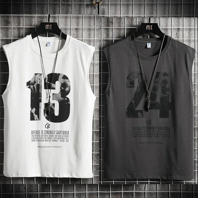 Men Sleeveless T Shirt 2024 summer Men's clothing Running Vest Men Hooded Sweat Shirt Outdoor Gym Cycling Sports Wear man Tops