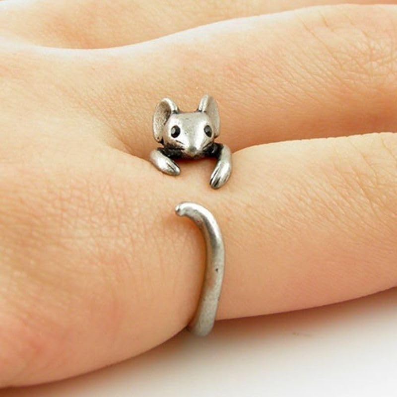 📍1 Piece Cute Animal Mouse Ring Cartoon Rat Opening Adjustable Rings for Women Girls Boys Finger Hip Hop Jewelry Party Gifts Drop shipping !!/Finger Ring Unisex Cartoon Animal Cute Mouse Ring| Adjustable Ring