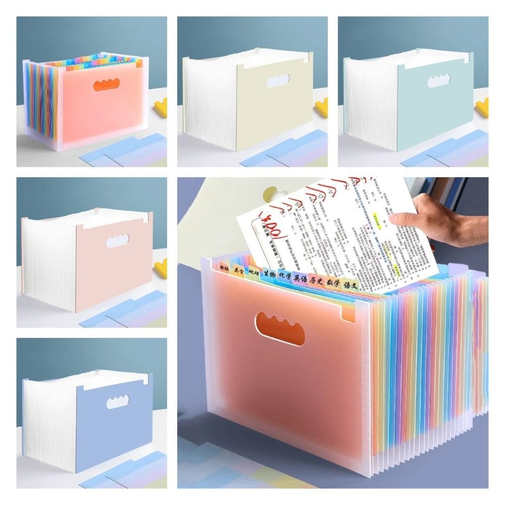 Stationery Multi-layer 25 Pockets File Folder Portable Large Capacity A4 Expanding Organ Bag File Storage Waterproof Paper Organizer Office