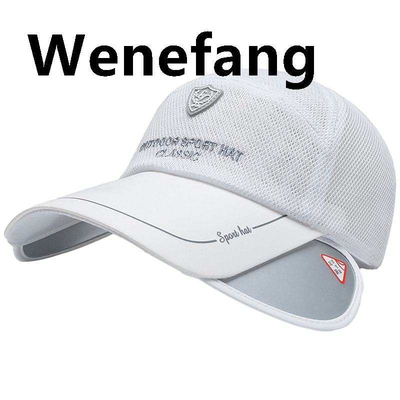 Wenefang 2021 Summer Mesh Breathable Caps Retractable Visor Hat Woman Beach High Quality Hat Headwear Men Fishing Hiking Outdoor UV Protection Cap