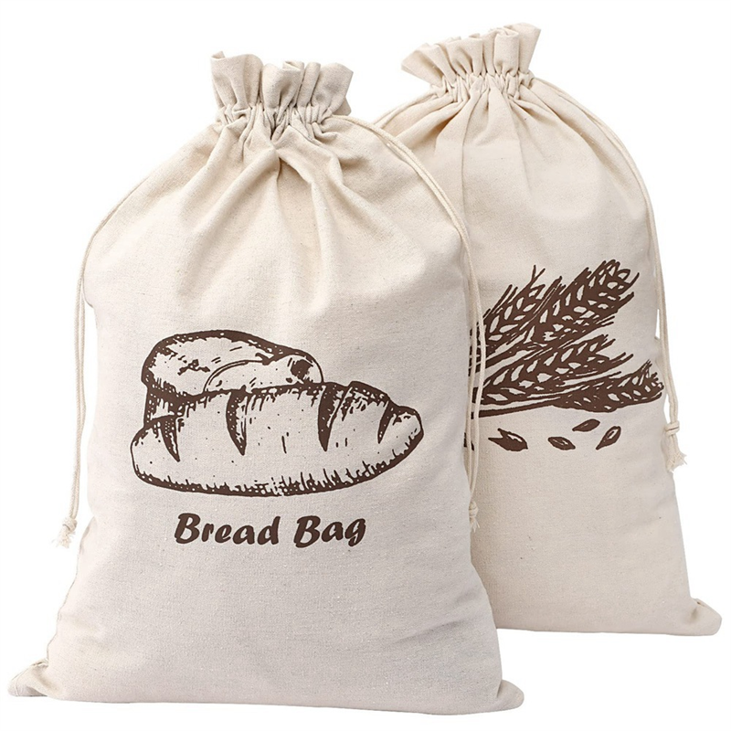 Linen Bread Bags for Homemade Bread Container, 2 Pcs 30X40cm Unbleached & Reusable Bread Storage, Natural Storage Easy Install