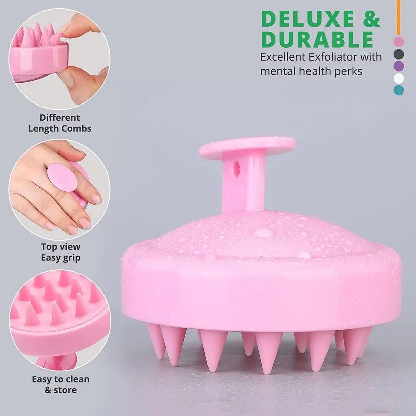 Scalp Massager Hair Growth, Soft Silicone Scalp Scrubber Shampoo Brush for Exfoliation, Dandruff Removal & Head Massage Stress Relax, Wet & Dry Use for Thick, Thin Hair Care