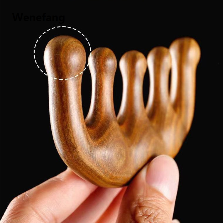 Wenefang Sandal Wood Anti Hair Loss Massage Comb Stimulation Promote Hair Growth Care Brush Head Massager Body Gua Sha Meridian Dredging