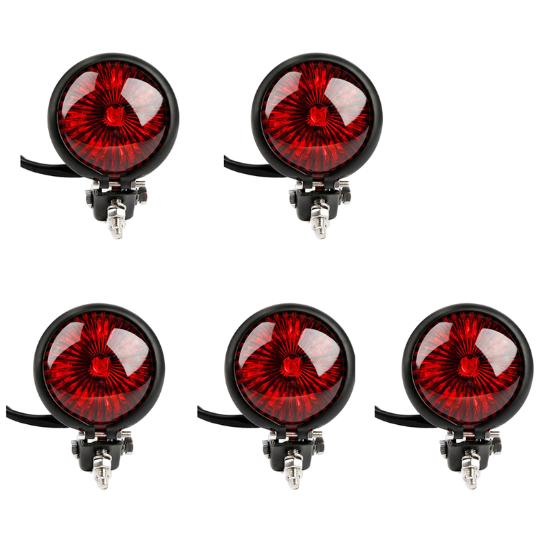 fasdaga 5X Red 12V Led Black Adjustable Cafe Racer Style Stop Tail Light Motorcycles Brake Rear Lamp for Chopper