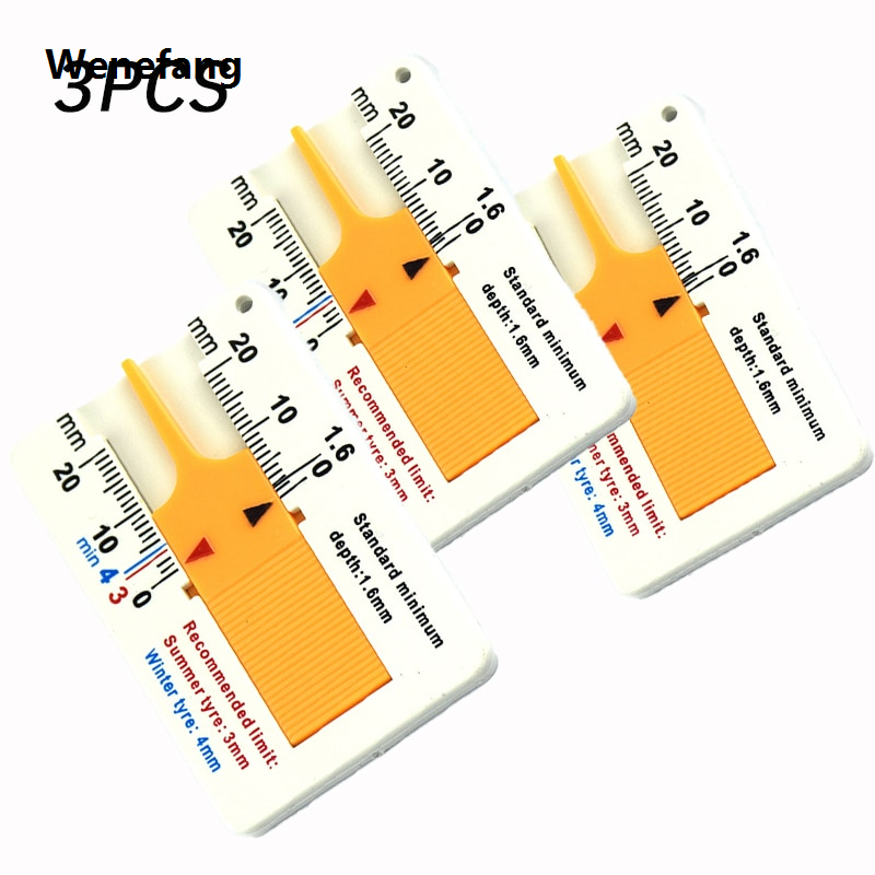 Wenefang 3pcs Plastic Tire Pattern Ruler Scale Clear Portable Durable Creative 2025 New Tire Pattern Depth Ruler Vernier Depth Caliper 0 to 20mm
