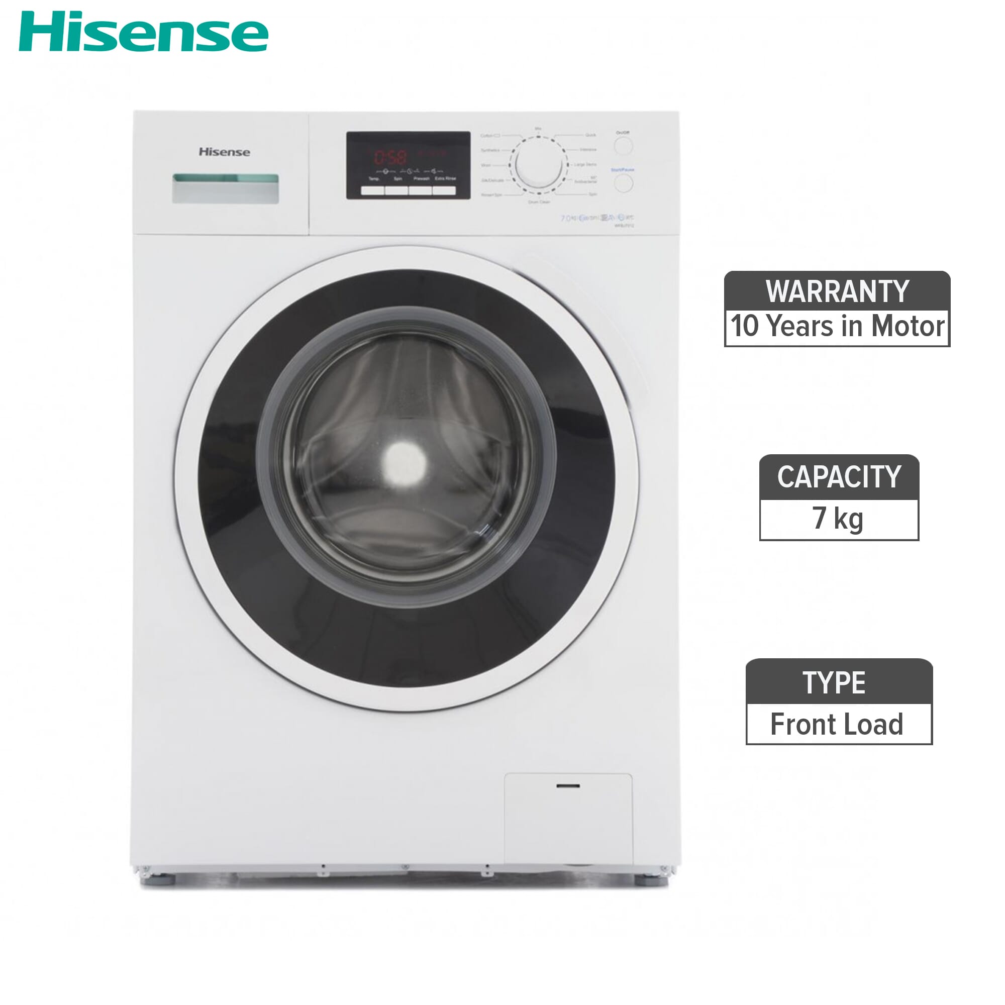 Hisense 7kg washing machine White