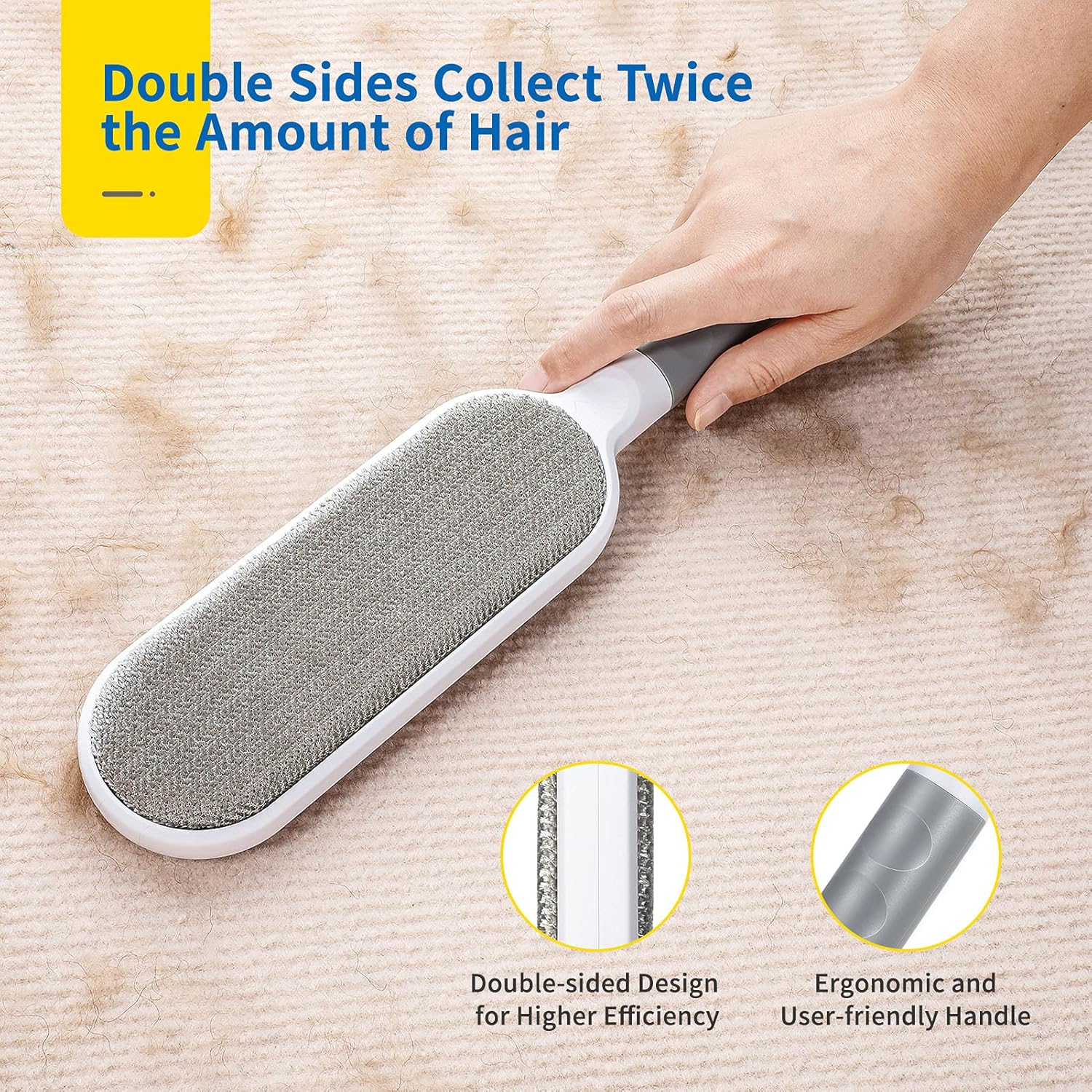 Reusable Lint Remover Brush - Pet Hair & Fur Roller | Clothes, Sofa & Carpet Hairball Cleaner with Serrated Edge, Polyester Silk Brush