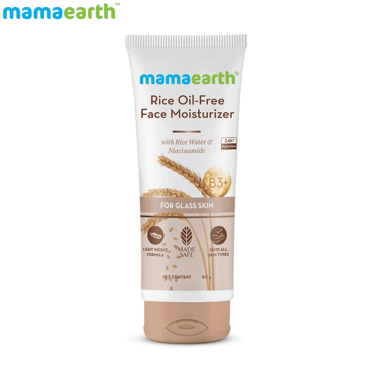 mamaearth Rice Oil-Free Face Moisturizer for Oily Skin, With Rice Water & Niacinamide for Glass Skin - 80 g