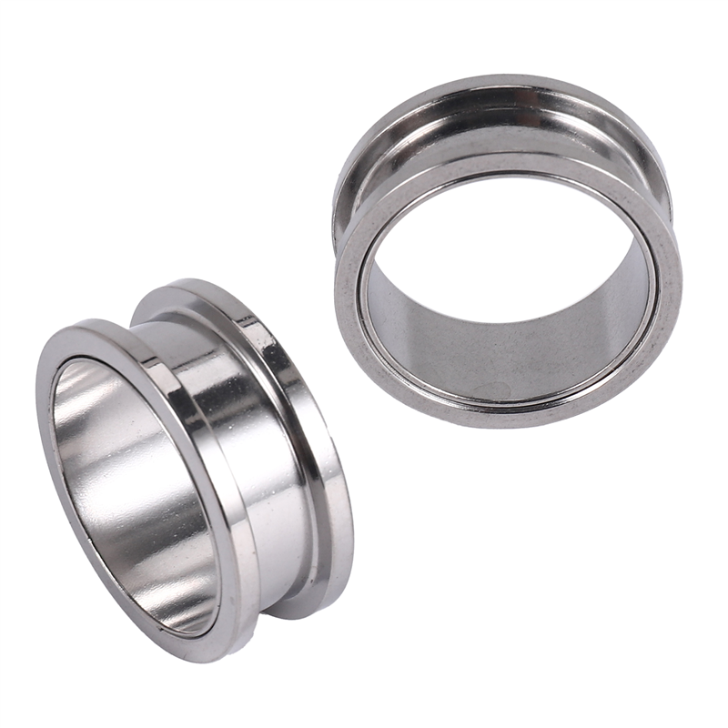 ARELENE 1 Pair Screw Fit Stainless Steel Ear Plugs Rings Flesh Tunnels Piercing Jewelry Steel Color, 22mm