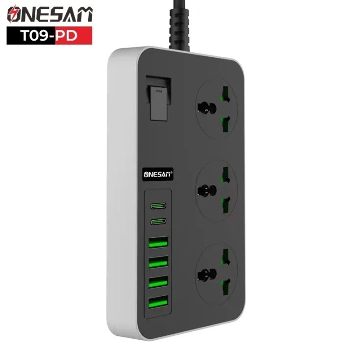 ONESAM T09 PD 3000W Electric Power Socket 4 USB + Type-C EU Multiplug