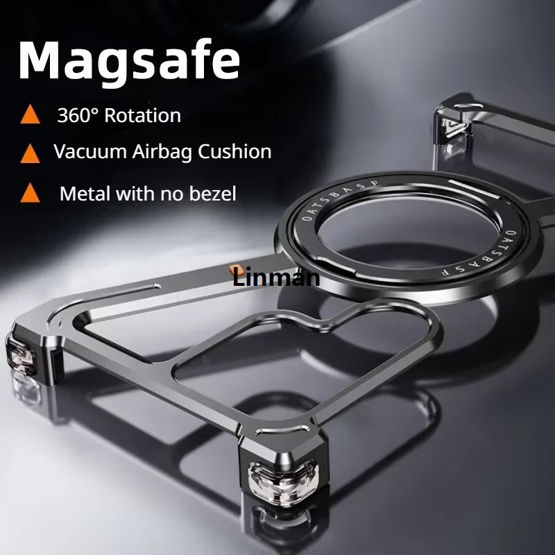 Linman Metal Magsafe Z Shape Phone Case For Samsang Galaxy S25 S24 UltProfesional ra Wireless Charging Aluminum Alloy 360 ° Rotating Bracket Cover
