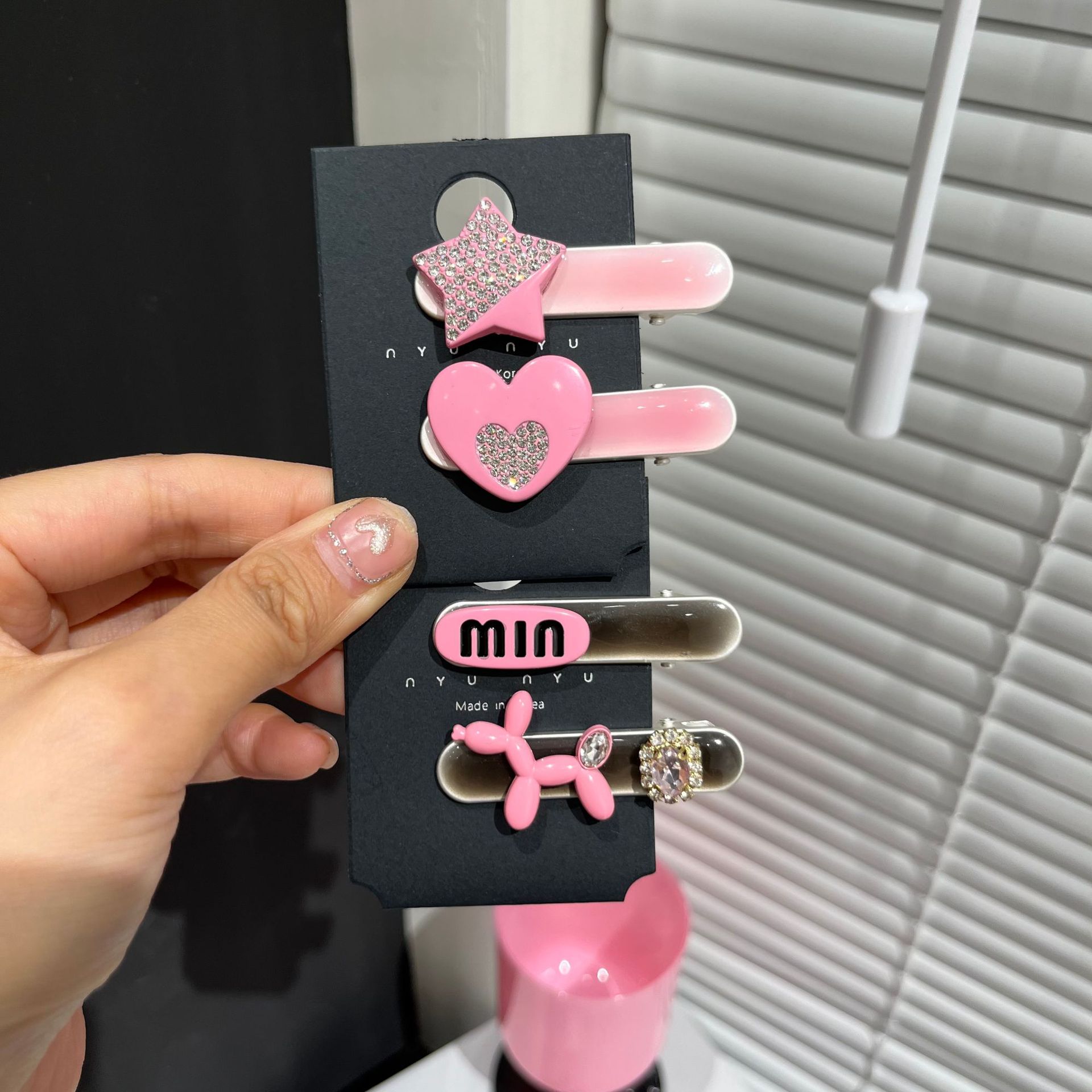 E1809 Girl's Blush Love Star ins Dopamine Balloon Puppy Hairpin Edge Clip Broken Hairpin