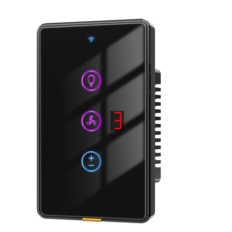 Tuya Smart WiFi Fan Light Switch Touch Wall Panel Voice Timer Control APP Remote Control Work for Alexa Home Easy to Use B