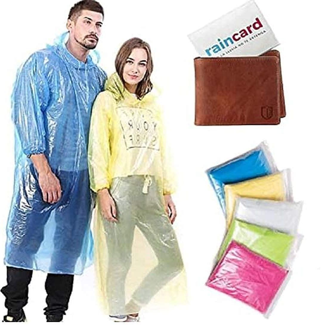 1 Piece Pocket Poly Rain card ( Disposable Plastic Raincoat - Rain Card For Emergency Use) - Color May Vary