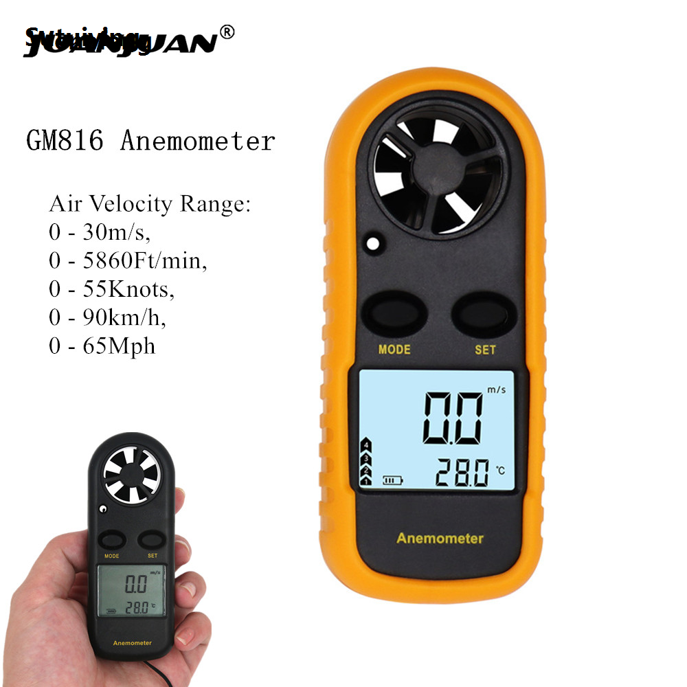 Wenefang Sutuiying Digital Anemometer 0-30m/s Wind Speed Meter Mini Air Velocity New Portable Airflow -10°C ~ 45°C Temperature Tester with LCD Backlight