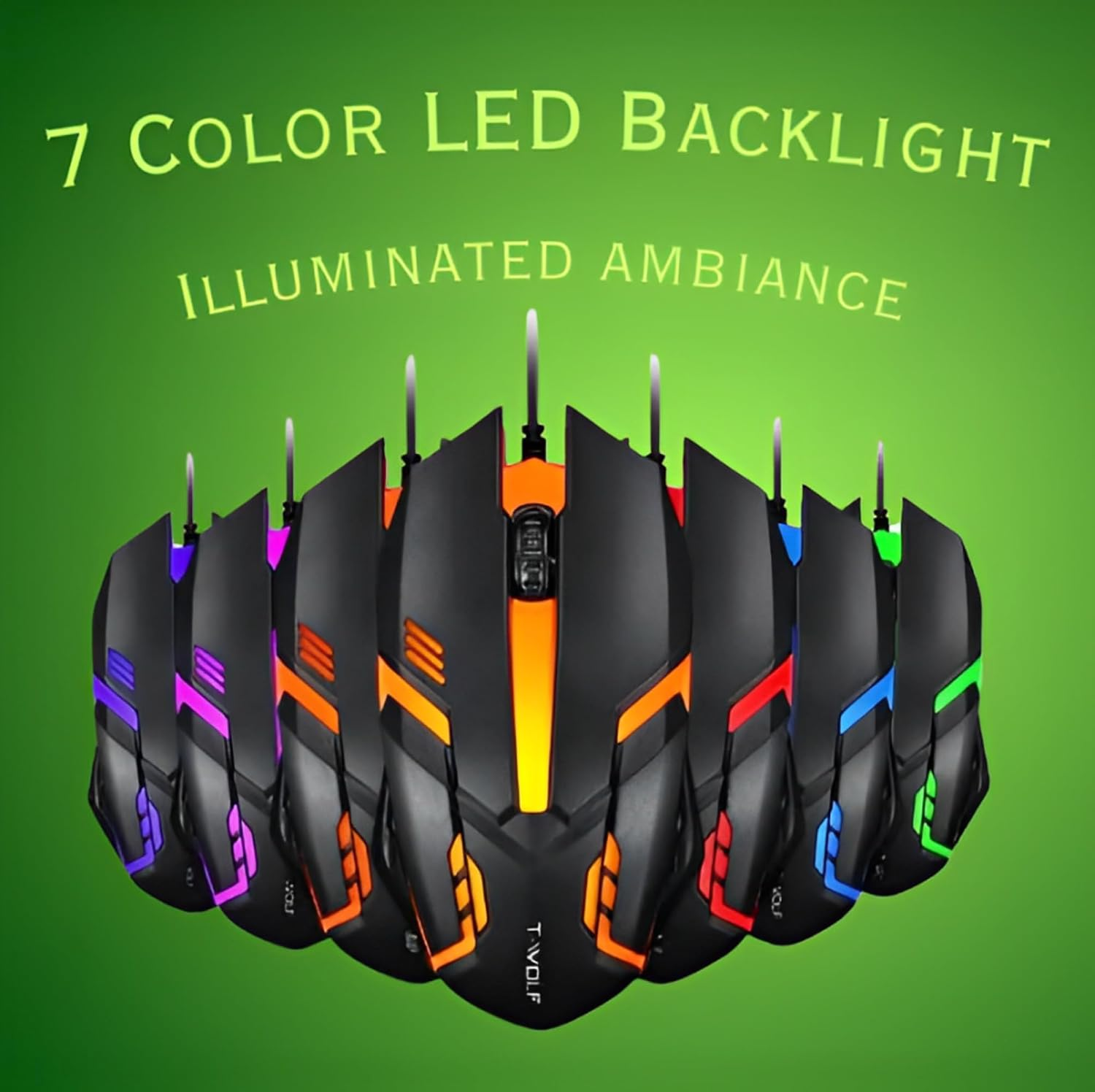 Bajeal RGB Wired Gaming Mouse 1200 DPI Optical USB Mouse, 7-Color RGB Backlit Computer Mouse, Ergonomic Ambidextrous Design, 10 Million Clicks, USB Wired Mouse for PC, Laptop, Desktop & MacBook