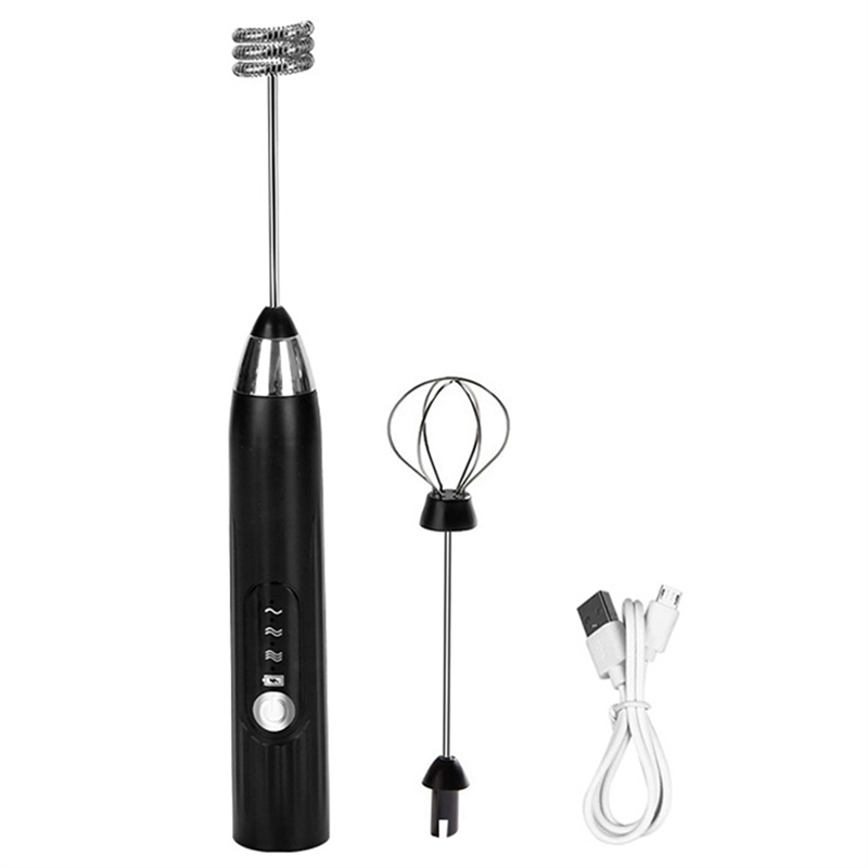 3In1 Portable Electric Milk Frother Foam Maker Multifunctional Egg Beater Electric Household Small Stirrer Coffee Frothing Wand Black