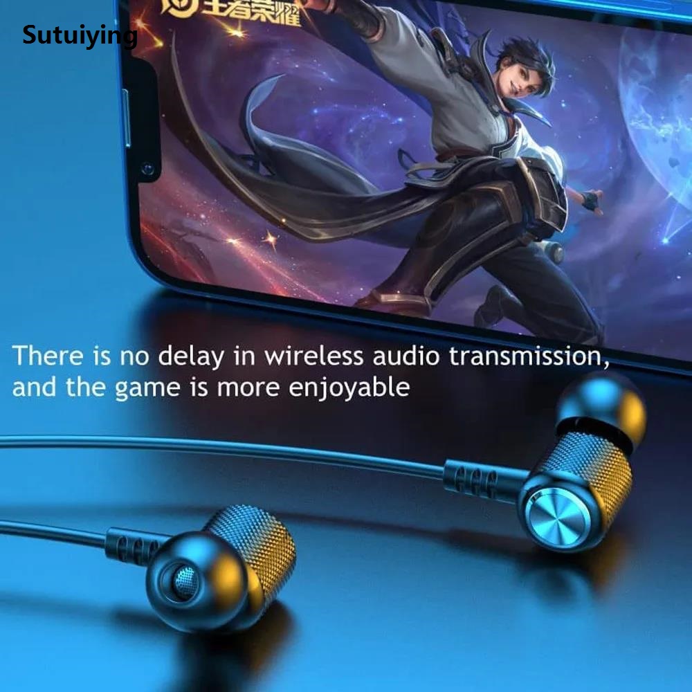 Sutuiying Bluetooth Earphones Wireless Headphones Magnetic Sport Neckband Hot Selling Neck-hanging TWS Earbuds Headset with Mic for iPhone Xiaomi New