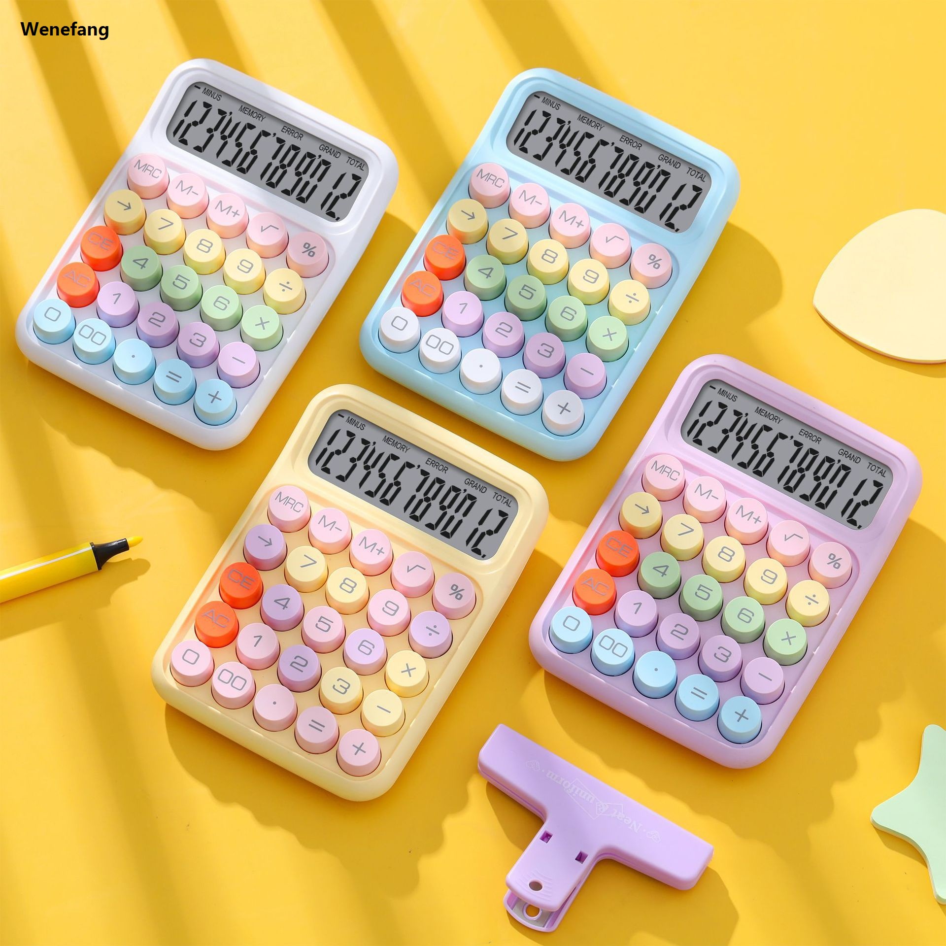 Wenefang New Calculator Portable Colorful Mechanical Buttons Calculator Easy To Use For Office School Home Vintage Desktop Stationery