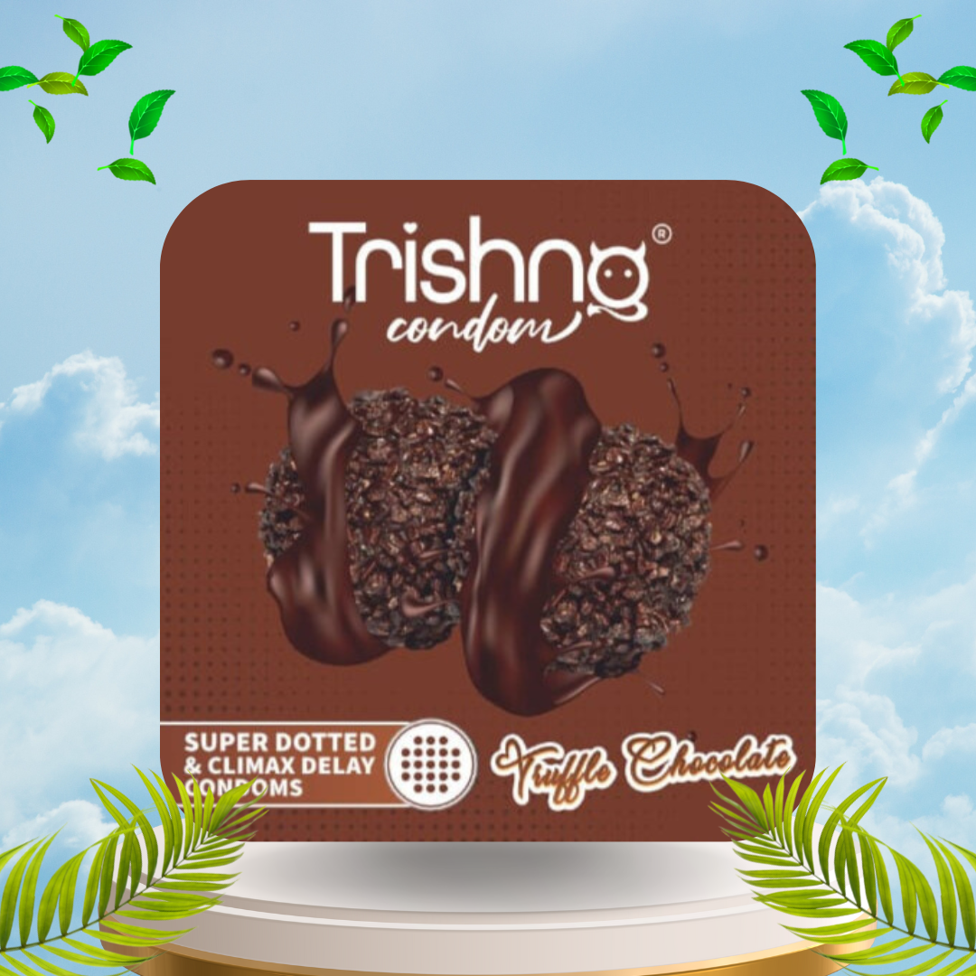 TRISHNA CONDOM SUPER DOTTED WITH CLIMAX DELAY PREMIUM CONDOM MANGO FLAVOUR PACK OF 3