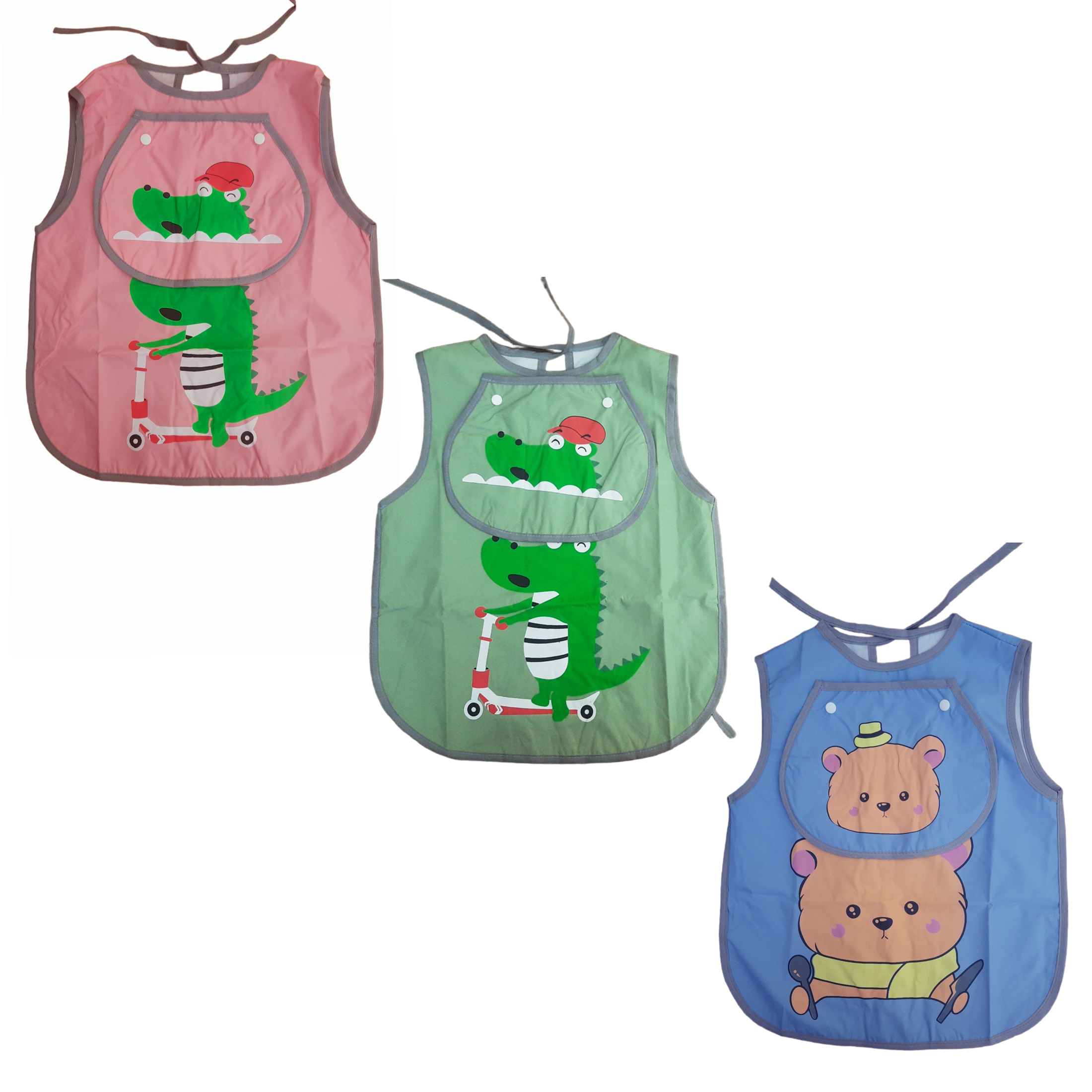 Cute Baby Cartoon Printed Waterproof Washable Stain & Odor Resistant Baby Feeding Sleeveless Vest Bib