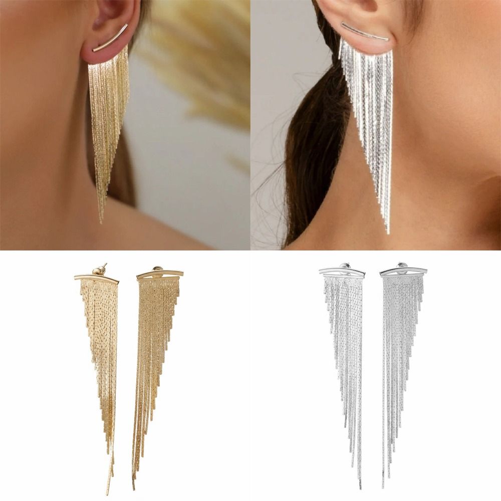 1 Pair Trendy Luxury Tassel Earrings Elegant Gold/Silver Drop Earrings Bling Dangle Earrings for Women