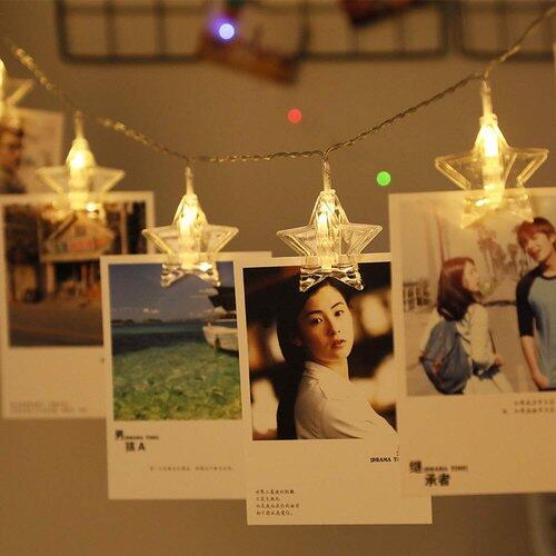 20L Photo Star Clip Lights Led Photo Hanging Light Star Shape Decoration For Birthday Festival Festive Occasion Wedding Party For Home Patio Lawn Restaurants Hang Photos Cards Home Decor