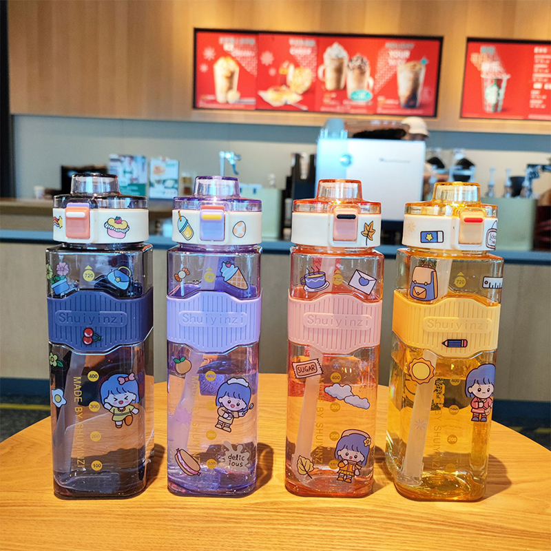 900ml Portable Cartoon Water Bottle Large Capacity Drinking Bottle For Summer Outdoor Sports Drinking Water Supplies CF8