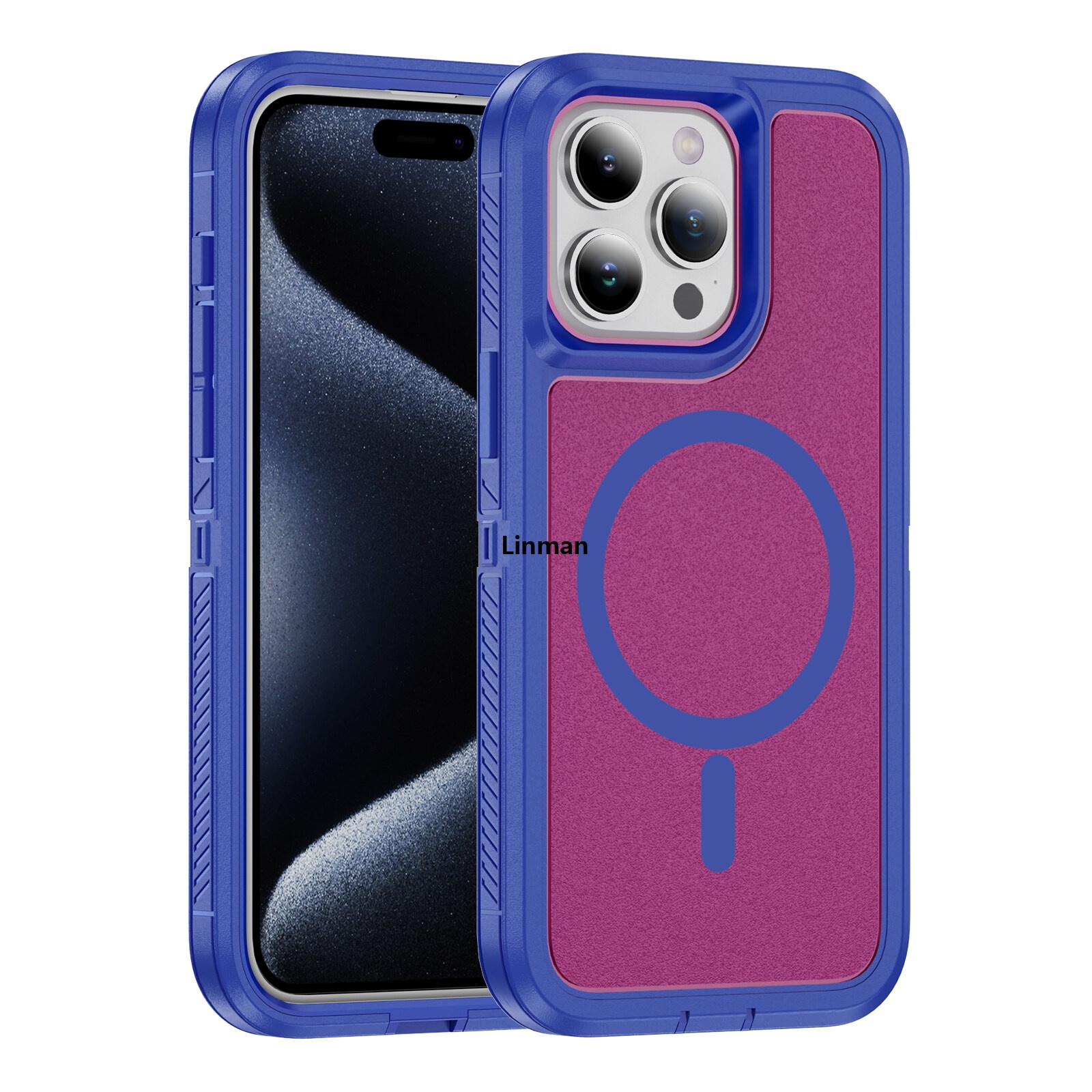 Linman HODON Luxury Rugged Armor Clear Magnetic Phone Case for iPhone 15 14 13 12 11New Pro Max 15 Plus Cases Heavy Duty Full Camera Protection Shockproof Hard Cover
