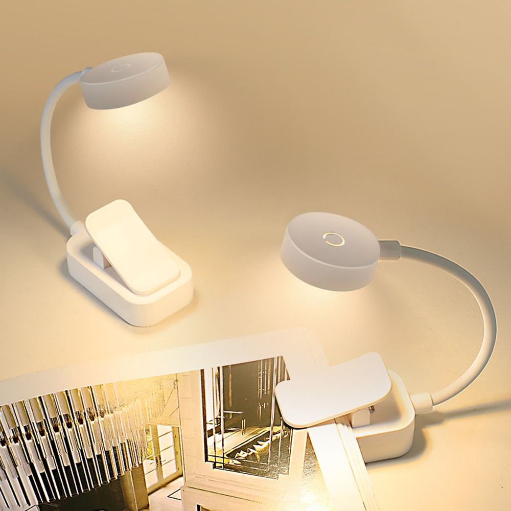 Lightweight 3 Colors LED Book Clip Lights Mini Stepless Dimmable Bedroom Table Lamp 360° Rotate Eye Protection Clamp Night Light Learning