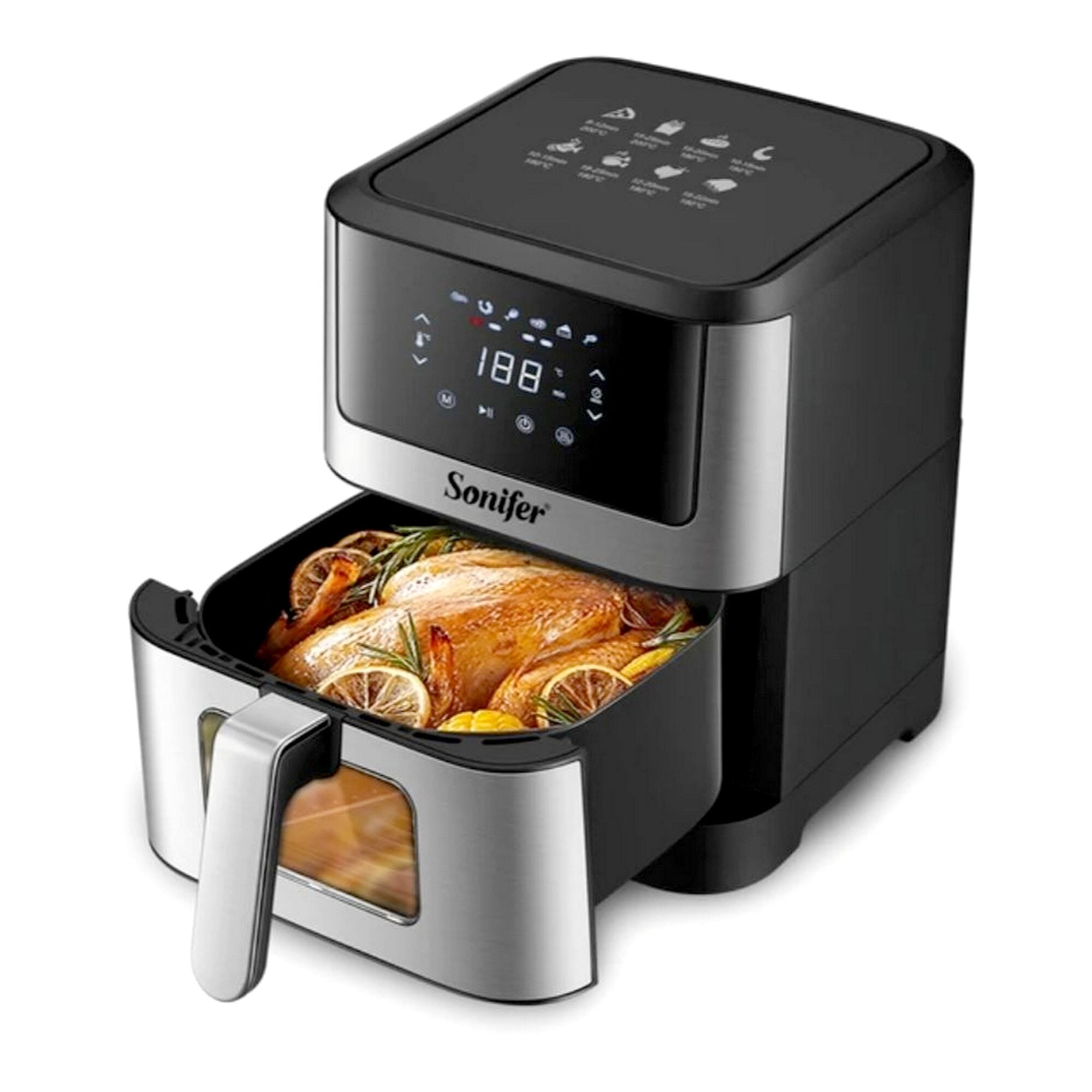 Sonifer Air Fryer With Glass Window Bucket 6 Ltrs Large Size