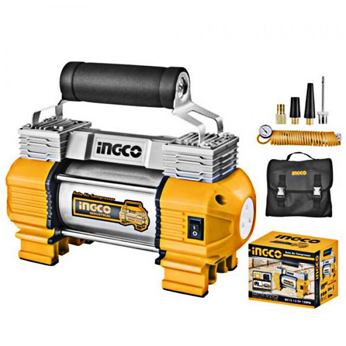 Ingco Heavy Duty Car Air Compressor With Light 2X Cylinder By Perfect Point