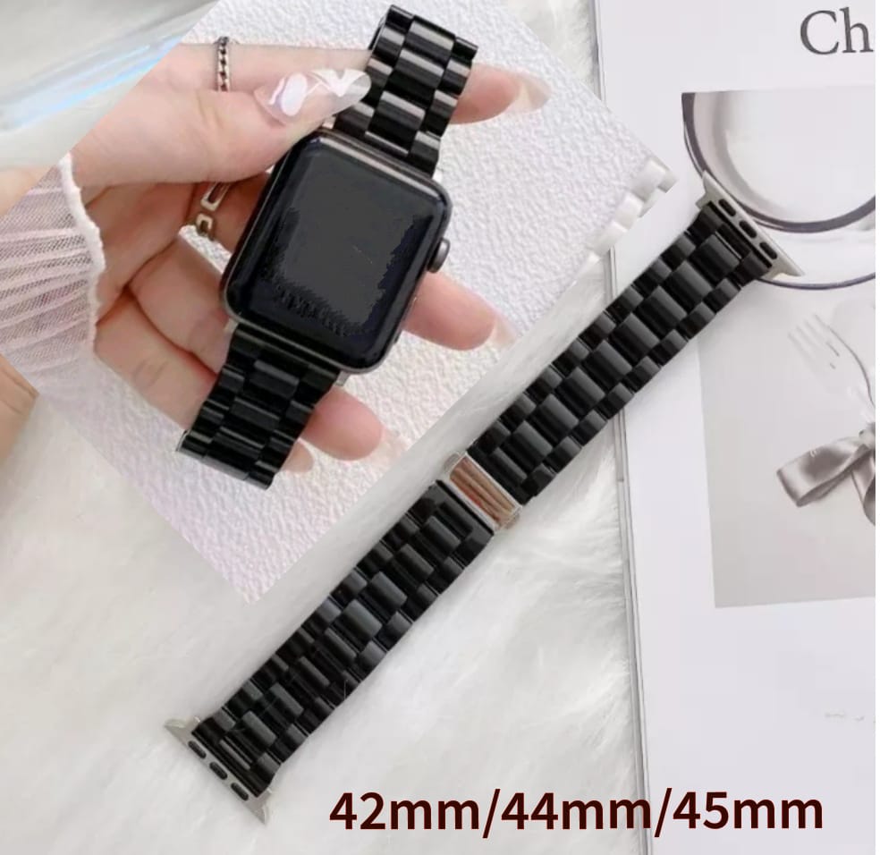 Ceramic Design Plastic Band for Apple Watch Strap For Apple watch 42mm and 44mm / 45mm ( Black )