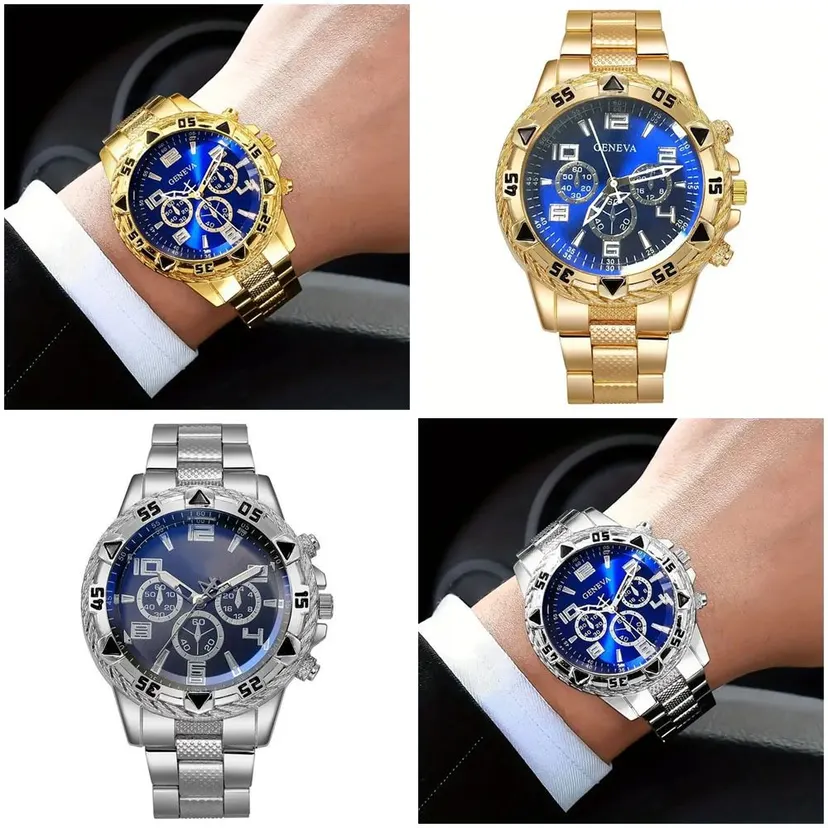 Chris Danel Luxury Men Casual Design Round Dial Quartz Stainless Steel Watch - Blue