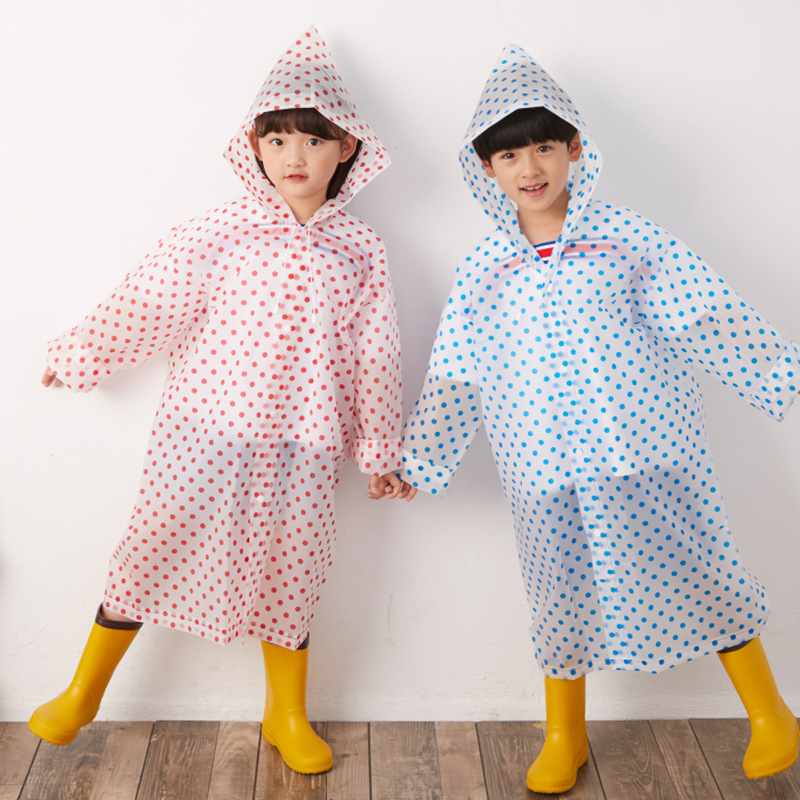 Kids Waterproof EVA Raincoat - Cute Printed Reusable Poncho with Button & Hood String for Outdoor Travel