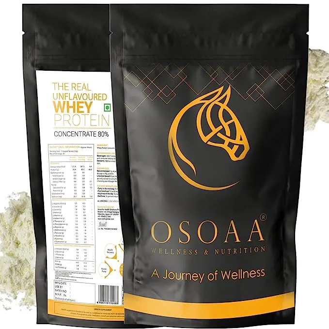 OSOAA Pure Raw Whey Concentrate 1Kg - 100% Whey Protein Soy, Gluten & Sugar Free - image 1