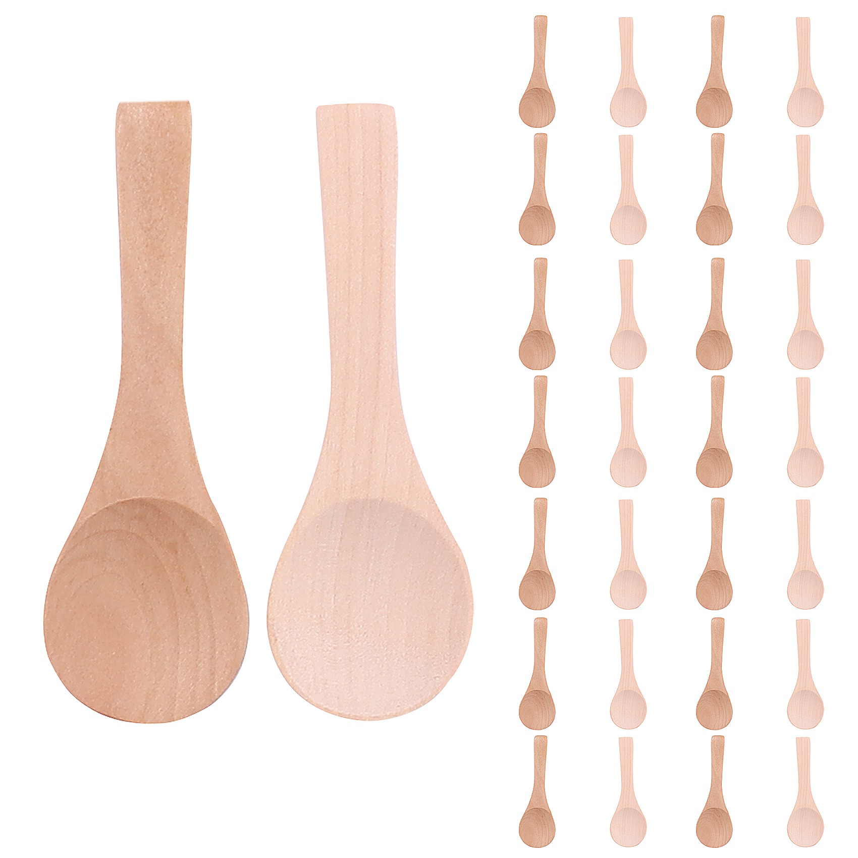 OUMERY Small Wooden Spoons Mini Tasting Spoons Condiments Salt Spoons for Kitchen Cooking Seasoning Oil Coffee Tea Sugar 30Pcs