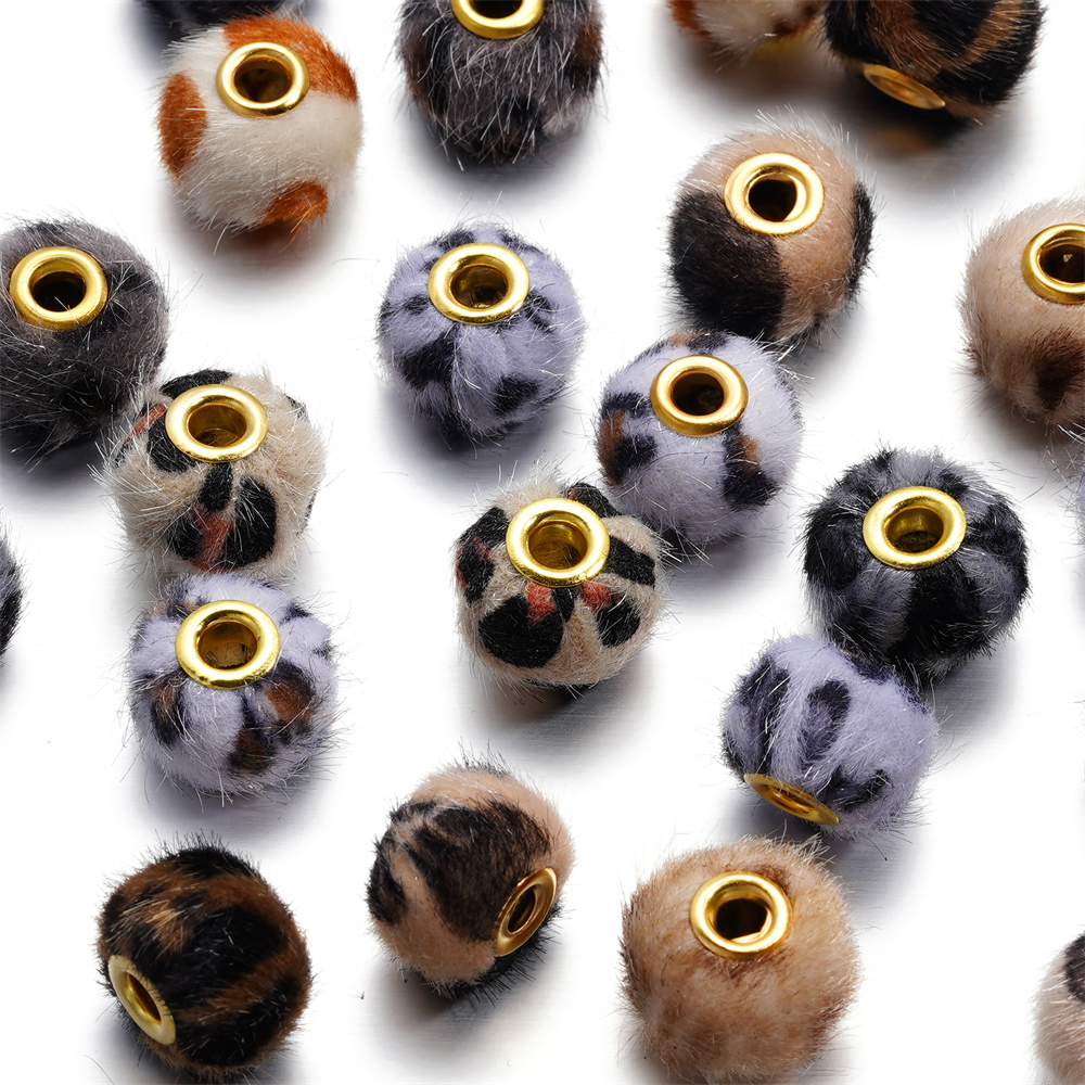 St. kunkka 5pcs 18mm Teddy Fleece Autumn Winter Cloth Wrapping Large Hole Bead Accessories for Handmade diy Jewelry