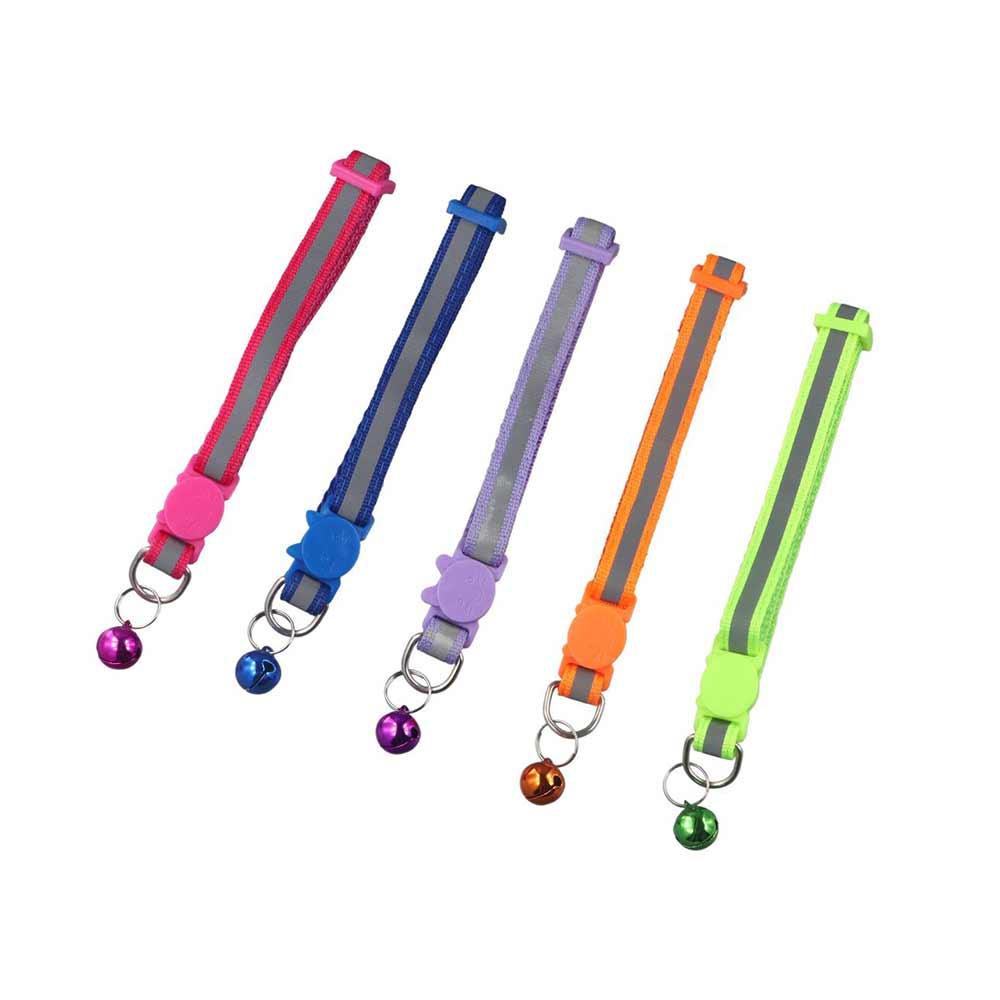 Multi-color Options Cute Nylon Buckles with Bells Adjustable Size Cat Head Pattern Cat Collar Cat Neck Strap Pet Accessories Kitten Decor