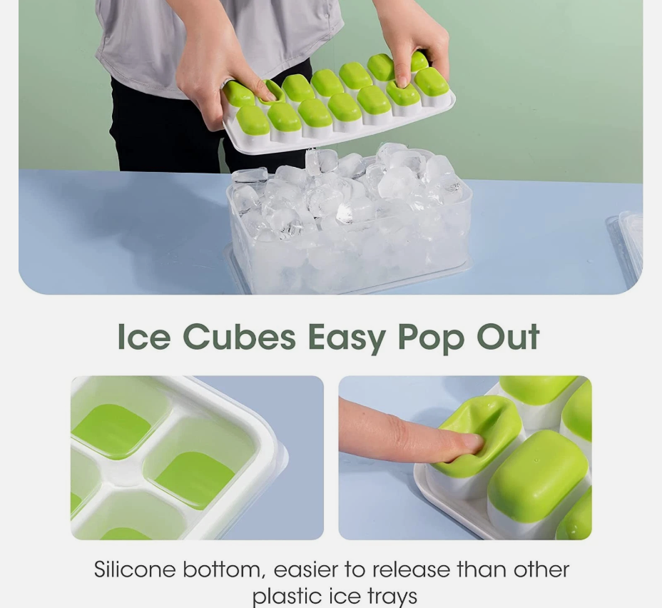 Easy Release Flexible Silicone Base Ice Cube Trays for Freezer (pack of 1)