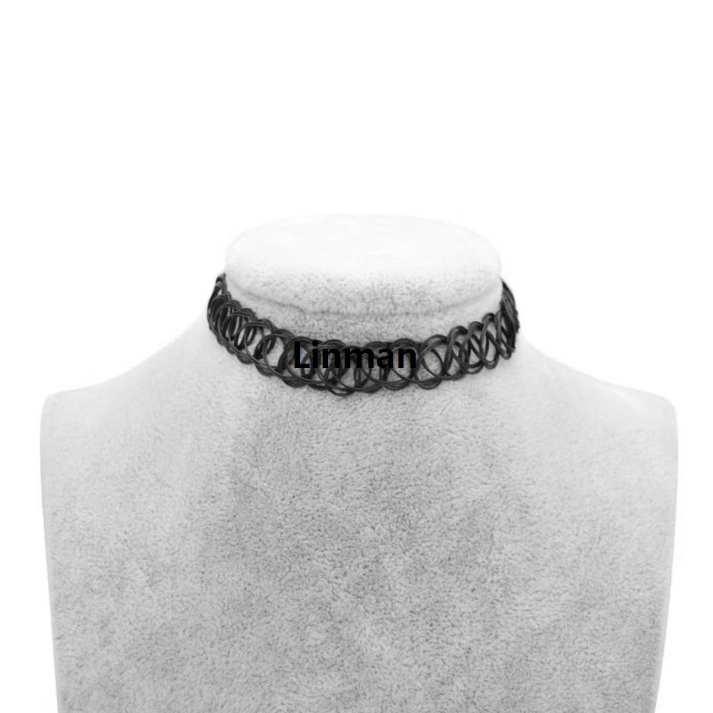 Vintage Gothic Black Braided Fish Thread Choker Elastic 1pc Fashion Necklace for Punk Girls Women Unique Gift