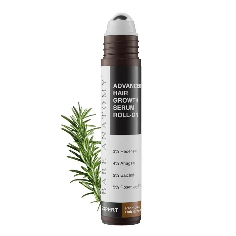 Bare Anatomy Advanced Hair Growth Serum| 3% Redensyl | + 4% Anagain + 3% Baicapil | Rosemary, Biotin | Hair growth & Hair fall control serum for Women & Men | 30ML