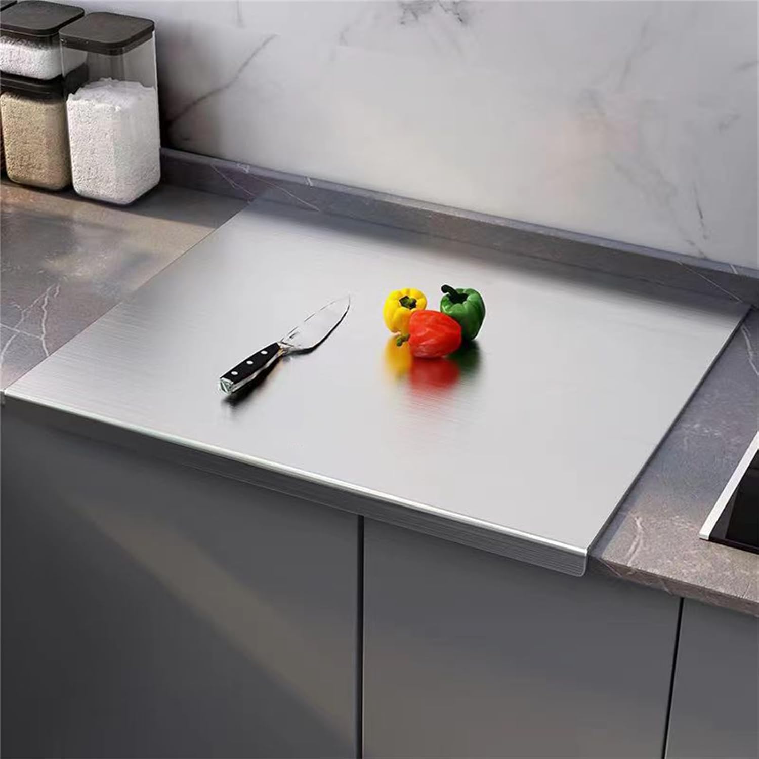 Ultimate Stainless Steel Heavy Counter Top Kitchen Chopping Board 36.5X28.5CM