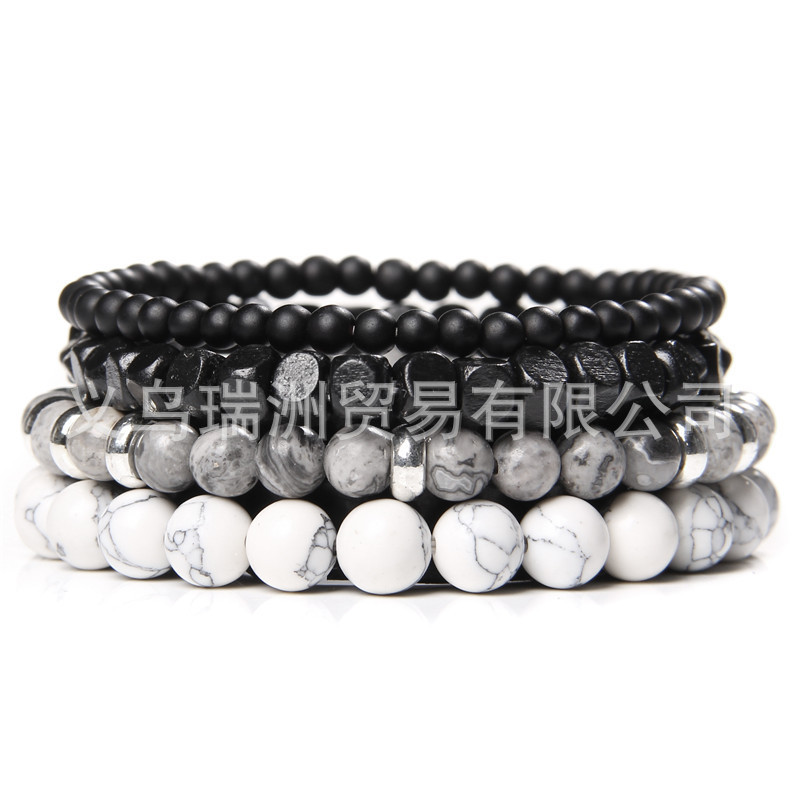 【New Arrivals】Natural Stone Beads Bracelet Men's Black Fashion Wooden Beads suit Men's Beaded Jewelry