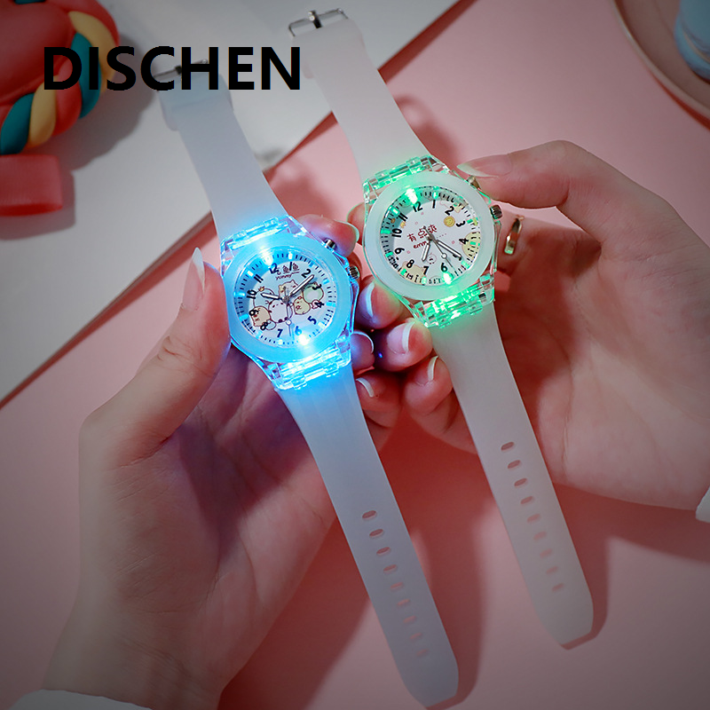DISCHEN 2025 New Luminous Kids Watches LED Colorful Flash Digital Watch for Boys Girls Silicone Watchband Fashion Casual Children's Quartz Watch