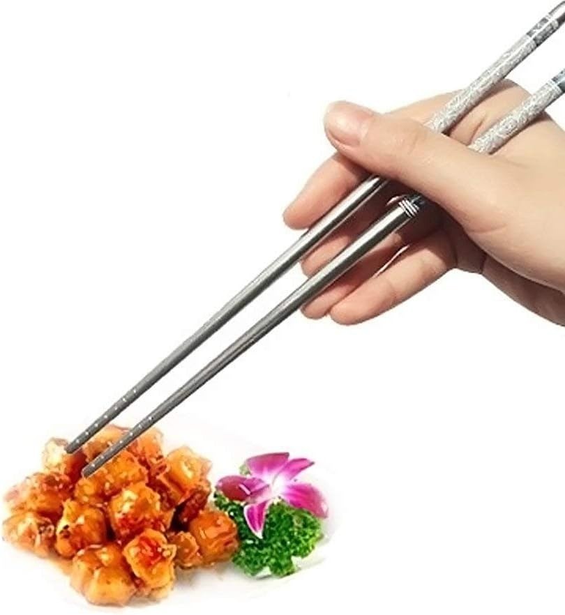 Stainless Steel Chopsticks for Eating Non-Slip Chopstick Reusable (1 Pairs Set)